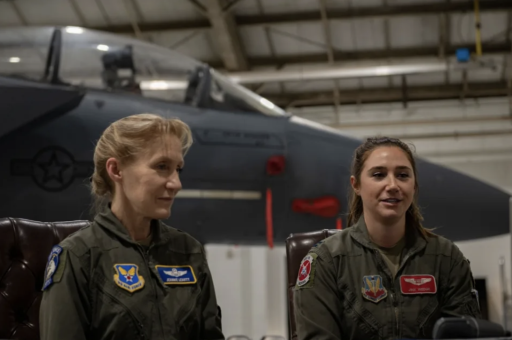 General Jeannie Leavitt (left) and Captain Nicole "Jinx" Wedge (right).